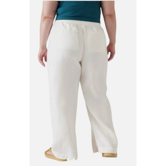 Athleta Cabo Linen Wide Leg Pants NWT Calla Lily Ivory PLUS Sz. 26W‎ Beach Vacay - Picture 3 of 5